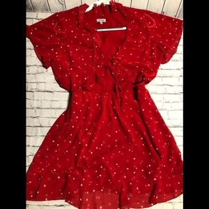 Red chiffon dress
